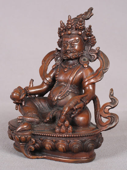 5" Tibetan Buddhist Lord Kubera Copper Idol | Statue from Nepal