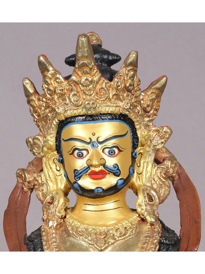 8" Tibetan Budhist God Kubera Idol | Nepalese Copper Statue