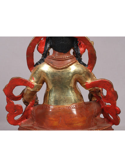 8" Tibetan Budhist God Kubera Idol | Nepalese Copper Statue