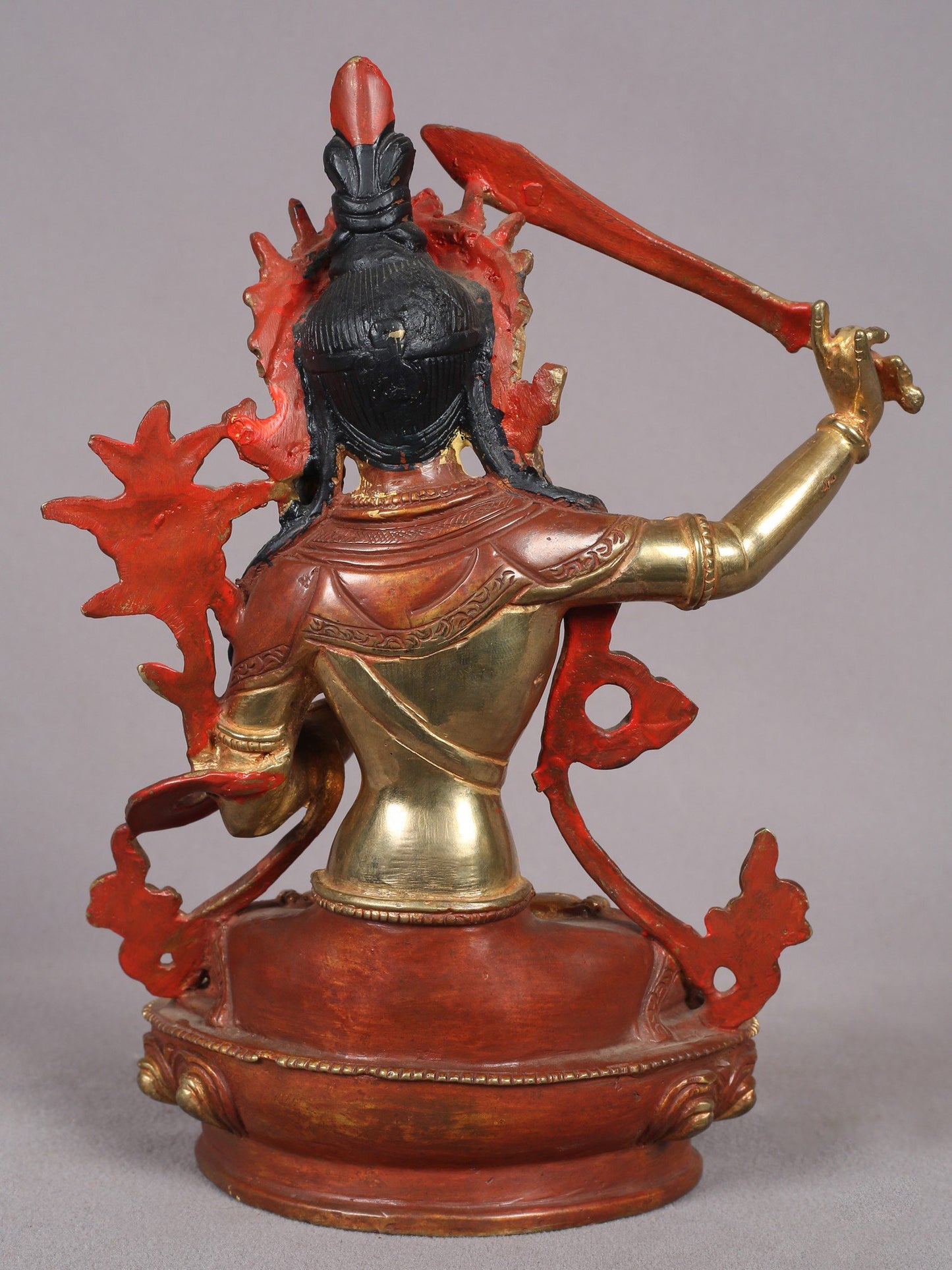 9" Tibetan Buddhist Deity Manjushri Copper Statue from Nepal