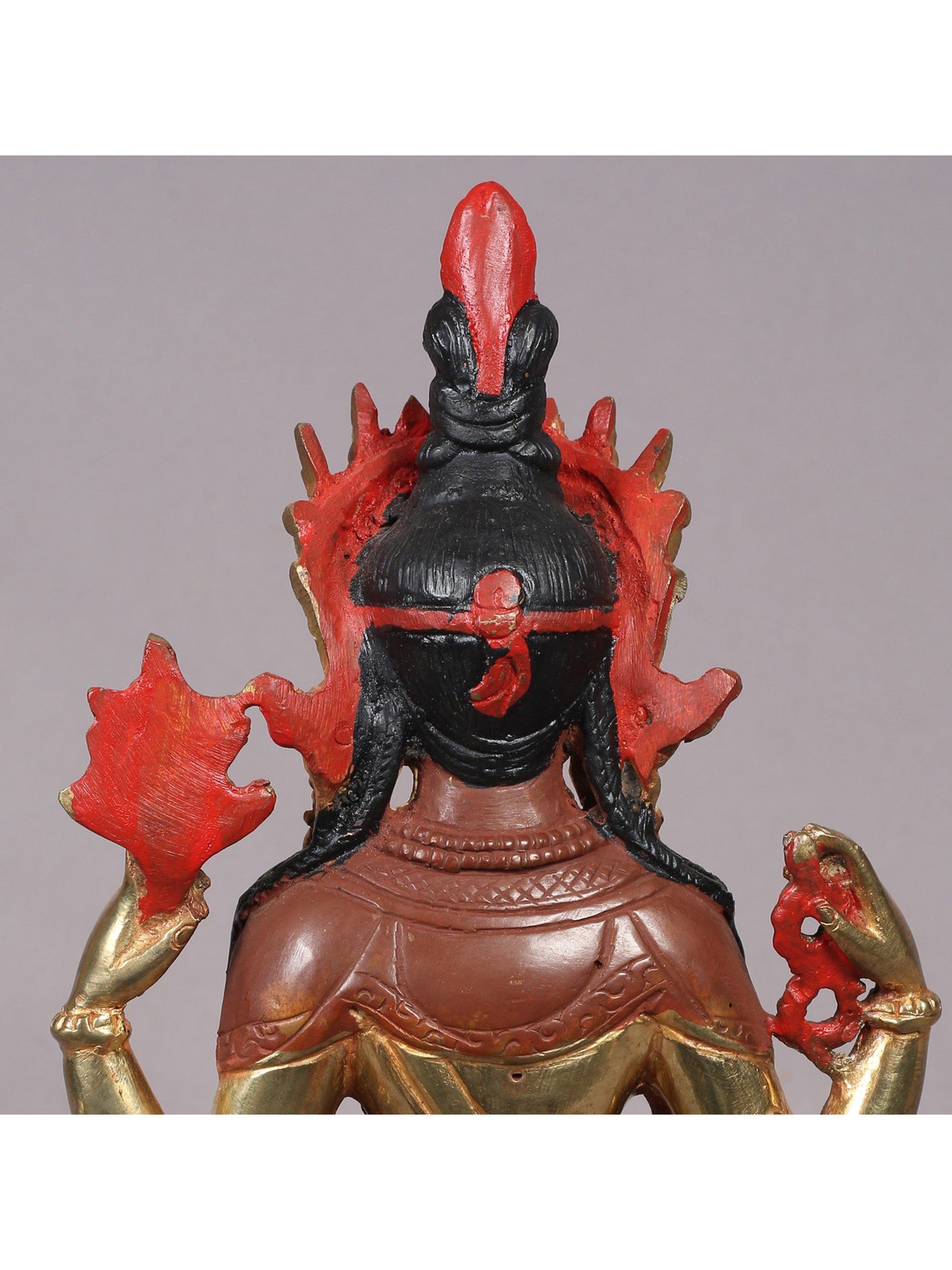 9" Chenrezig (Four-Armed Avalokiteshvara) Statue from Nepal | Copper Idol with Gold Plated