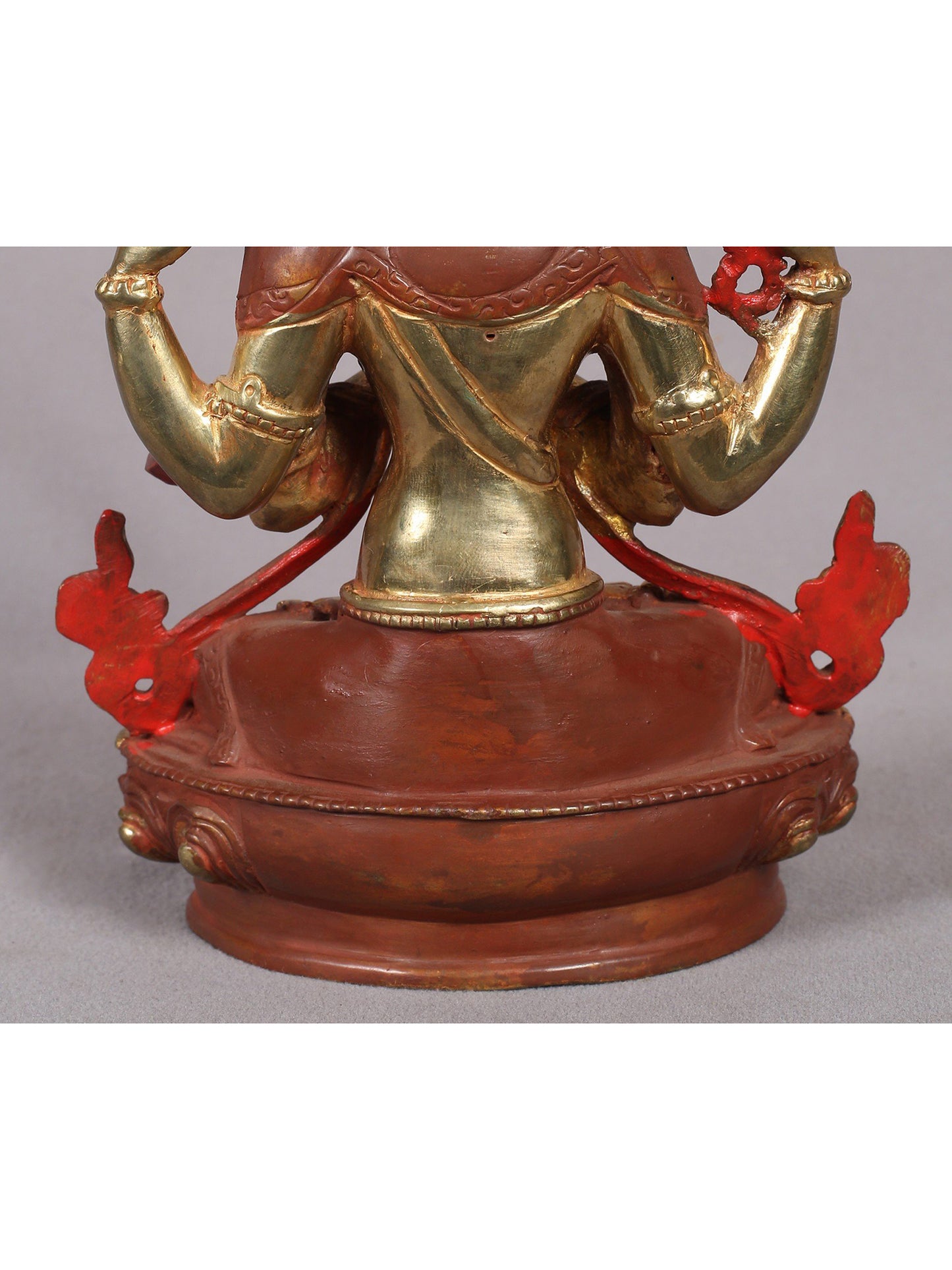 9" Chenrezig (Four-Armed Avalokiteshvara) Statue from Nepal | Copper Idol with Gold Plated