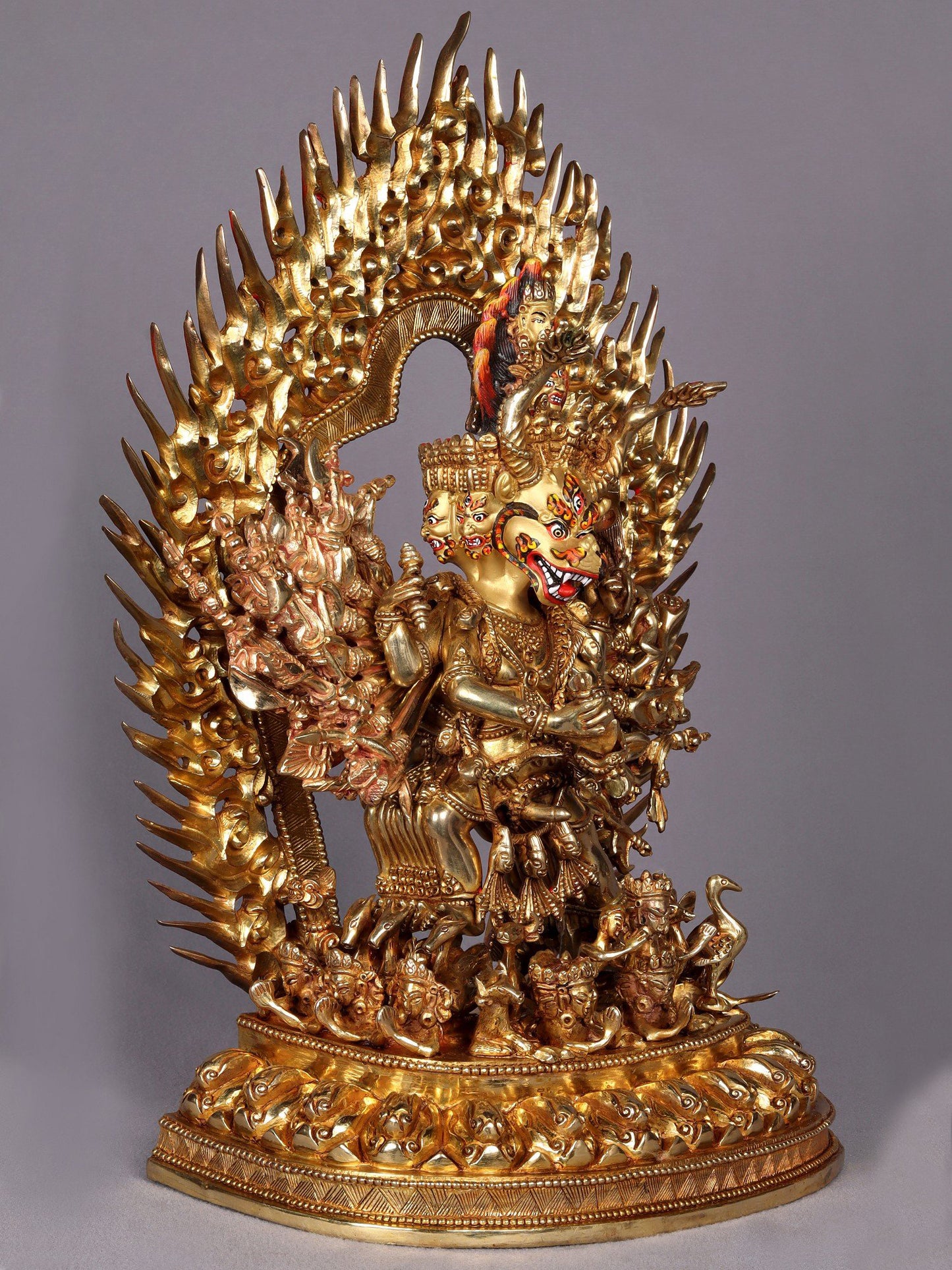 14" Copper Megh Sambara Sculpture from Nepal | Nepalese Copper Statue