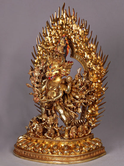 14" Copper Megh Sambara Sculpture from Nepal | Nepalese Copper Statue