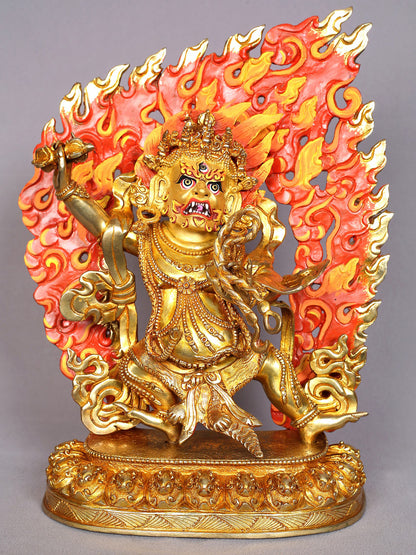 13" Vajrapani Copper Statue from Nepal | Tibetan Buddhist Deity Idols