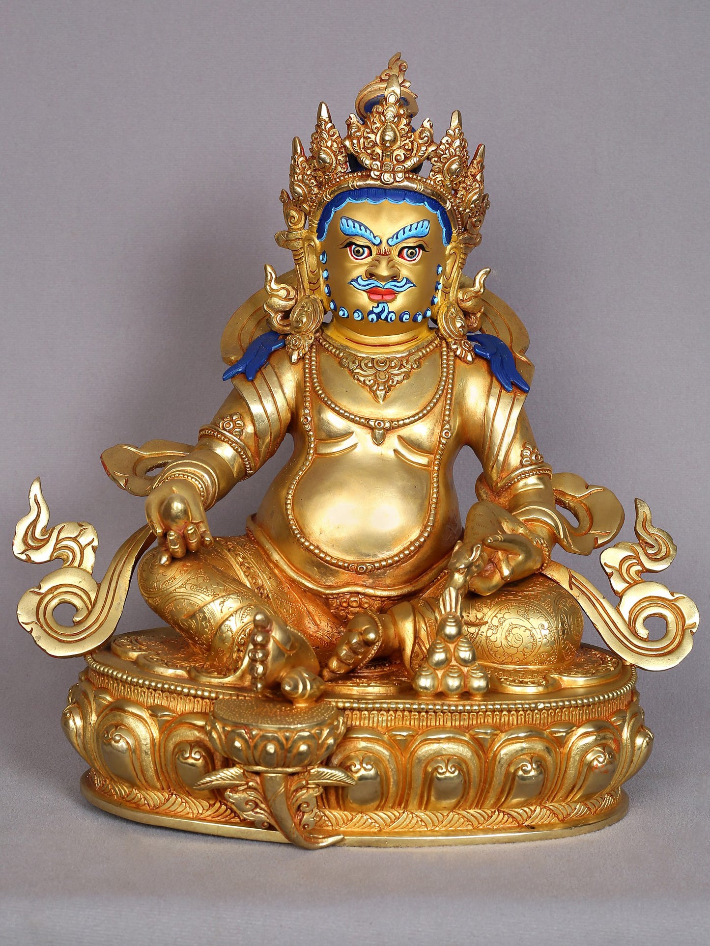 12" Tibetan Buddhist God Kubera Copper Statue from Nepal