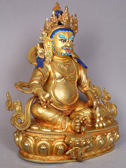 12" Tibetan Buddhist God Kubera Copper Statue from Nepal