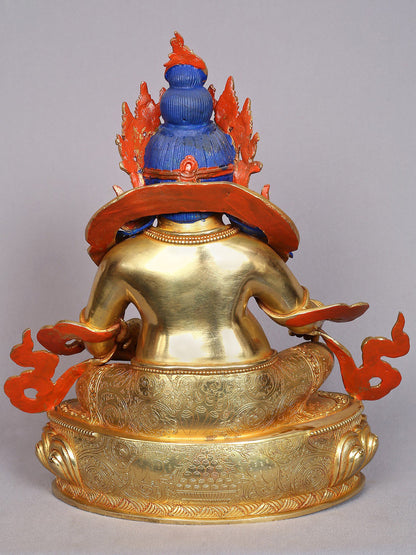 12" Tibetan Buddhist God Kubera Copper Statue from Nepal