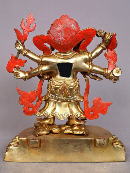 9" Six Hands Mahakala Copper Statue from Nepal