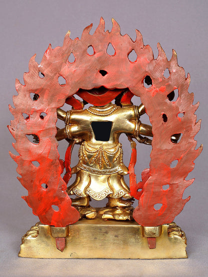 9" Six Hands Mahakala Copper Statue from Nepal