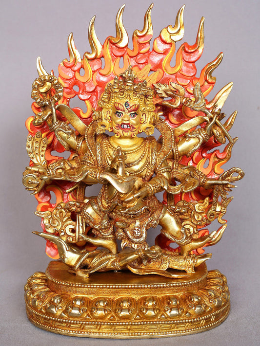 9" Mahakala Copper Statue from Nepal | Buddhist Deity Figurines