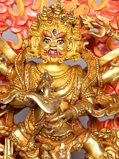 9" Mahakala Copper Statue from Nepal | Buddhist Deity Figurines