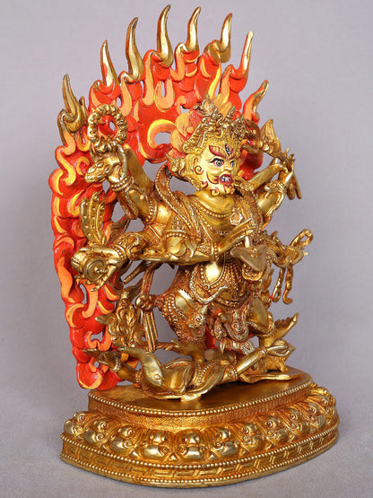 9" Mahakala Copper Statue from Nepal | Buddhist Deity Figurines