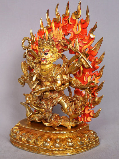 9" Mahakala Copper Statue from Nepal | Buddhist Deity Figurines