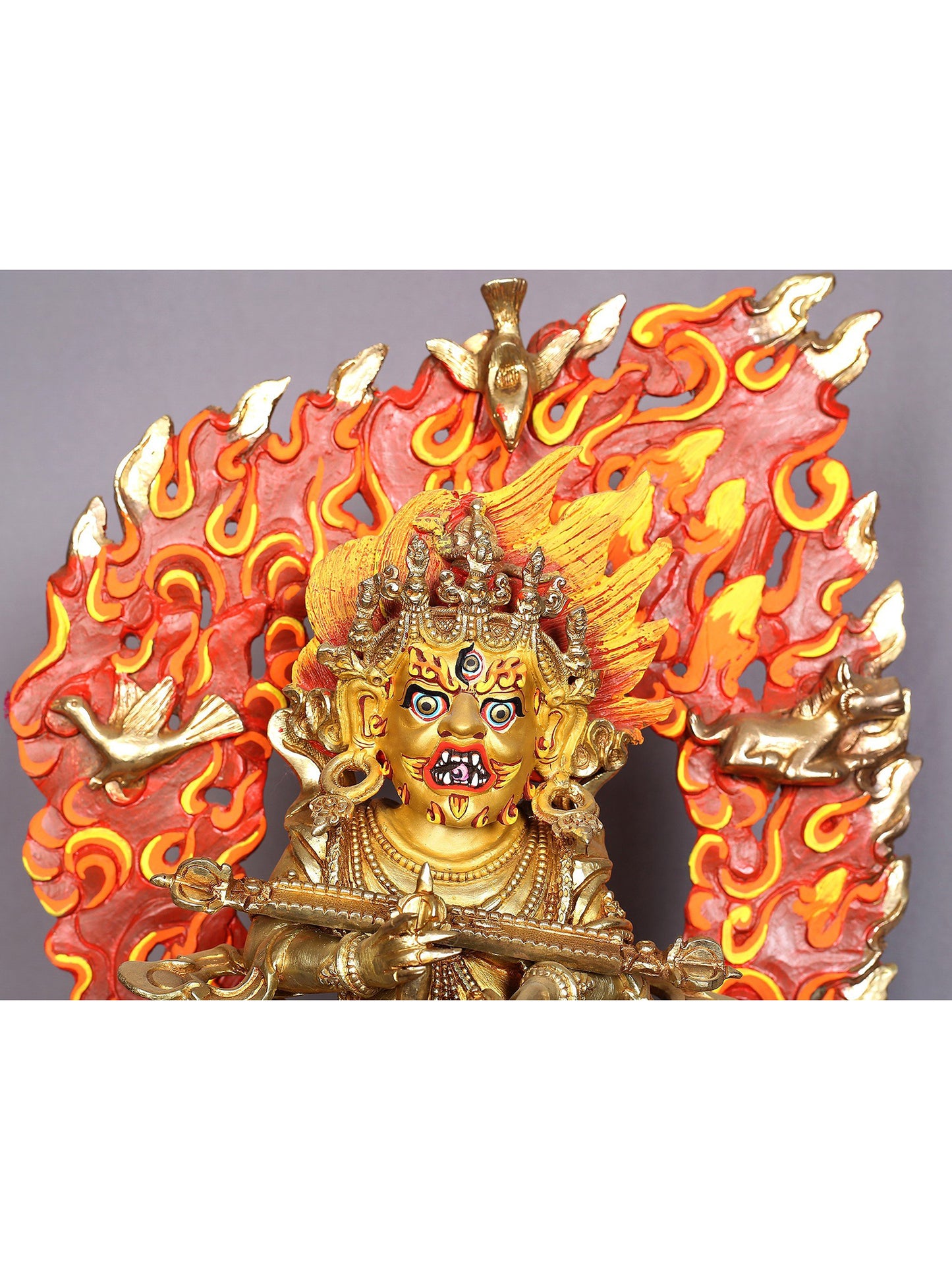 13" Safu Mahakala Copper Statue from Nepal | Handmade Sculpture