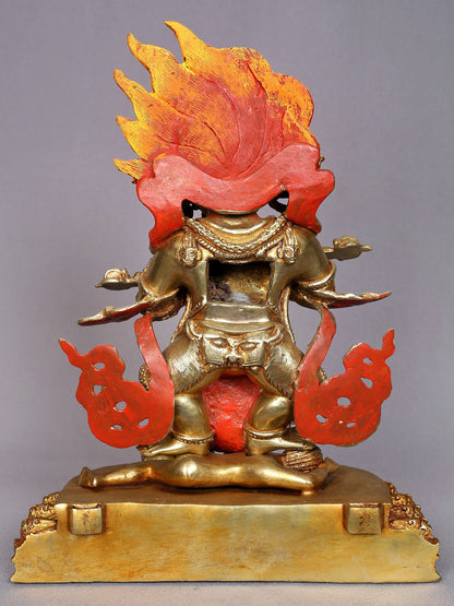 13" Safu Mahakala Copper Statue from Nepal | Handmade Sculpture