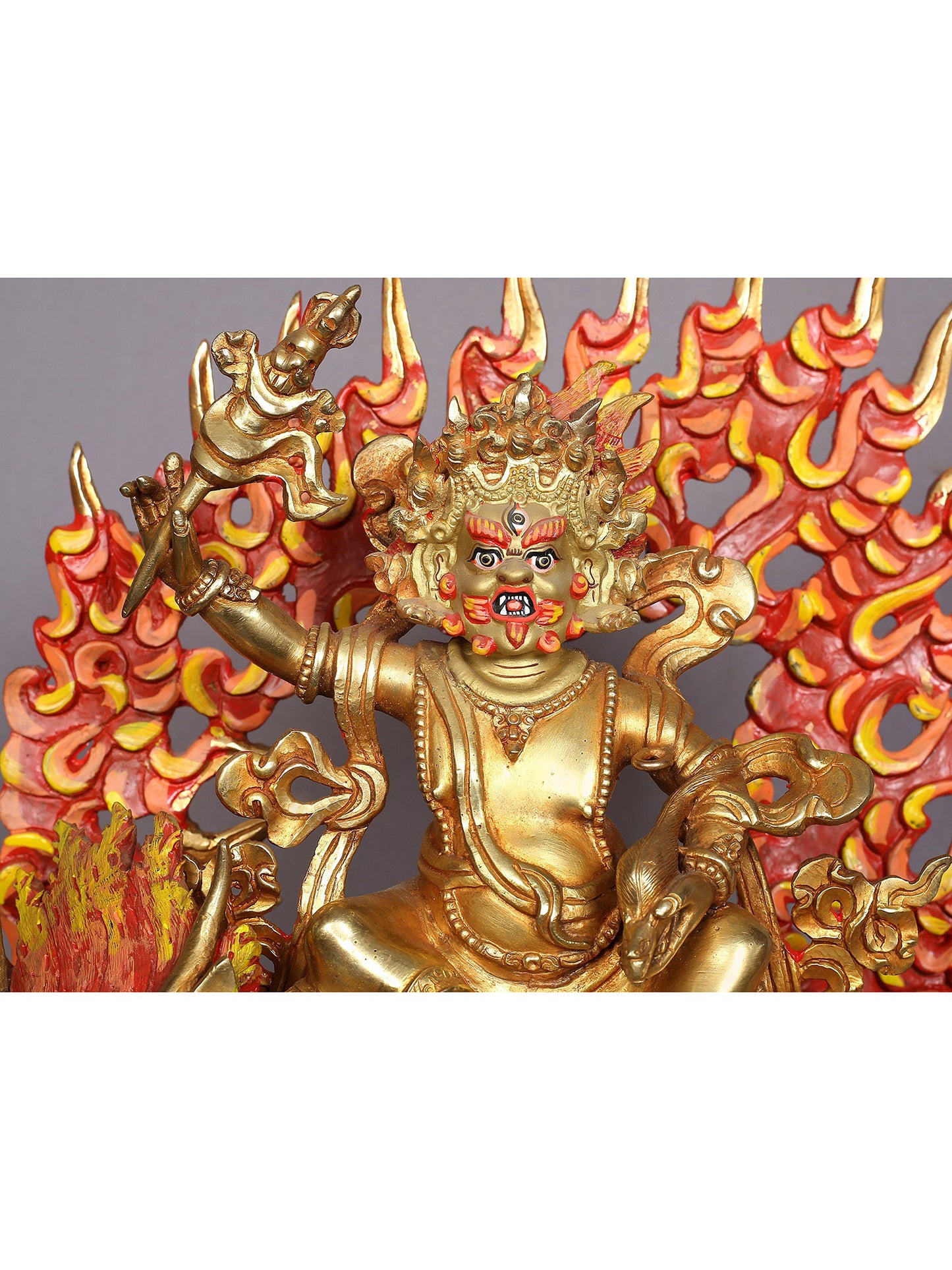 12" Dragon Kubera Copper Statue | Copper Figurines with Gold Plated