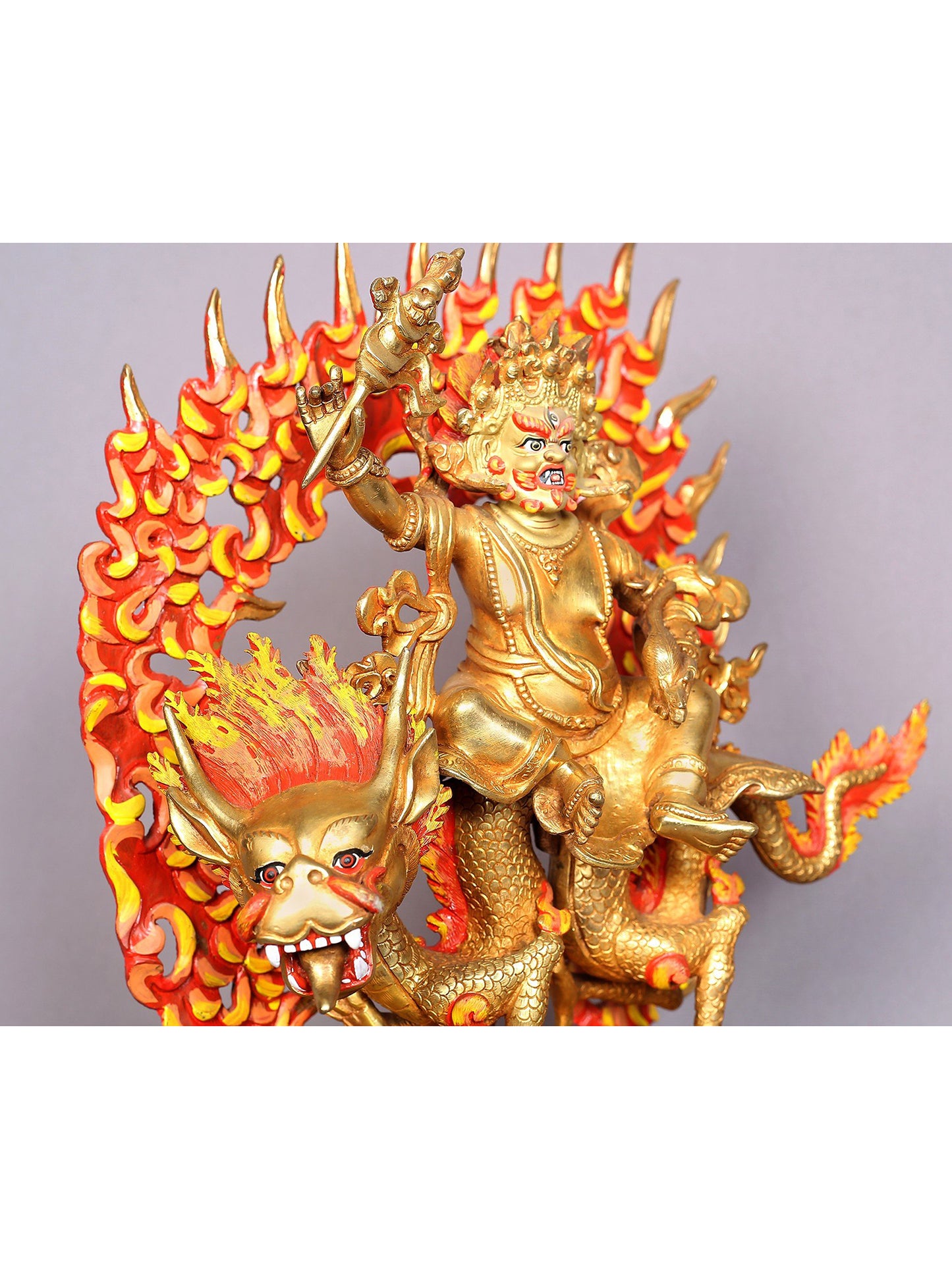 12" Dragon Kubera Copper Statue | Copper Figurines with Gold Plated