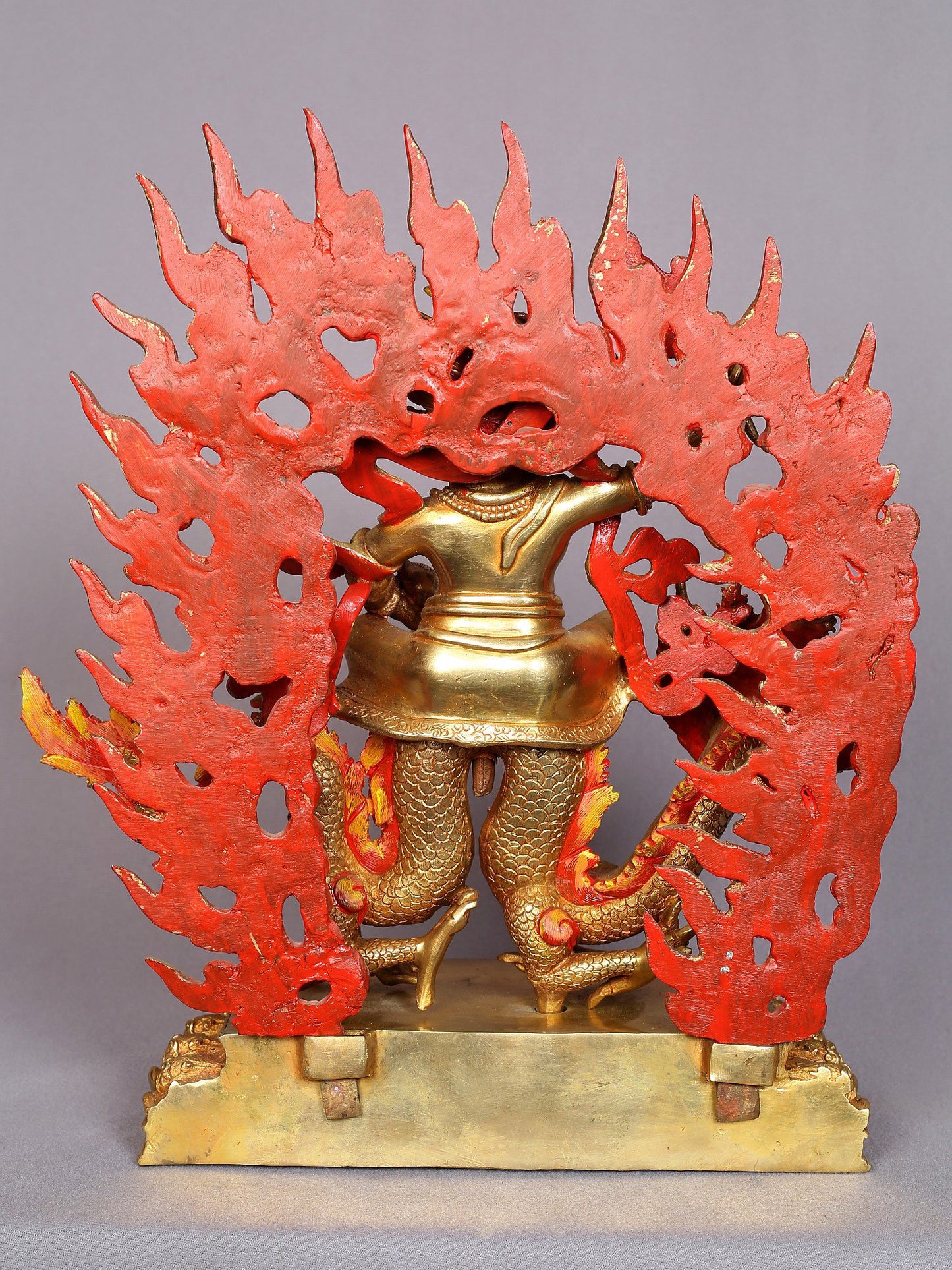 12" Dragon Kubera Copper Statue | Copper Figurines with Gold Plated