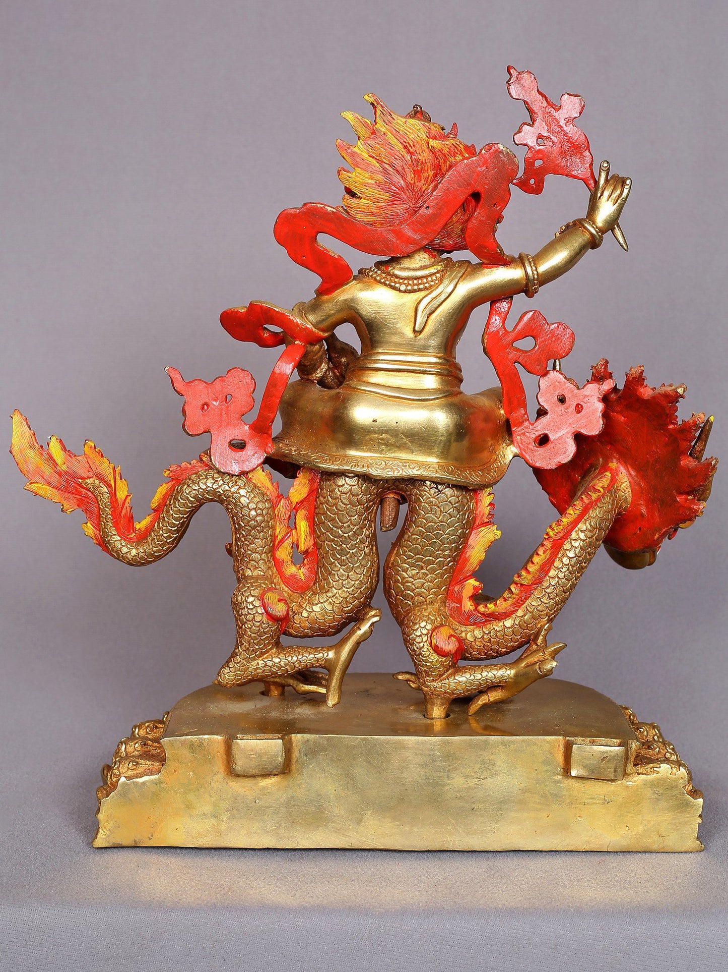 12" Dragon Kubera Copper Statue | Copper Figurines with Gold Plated