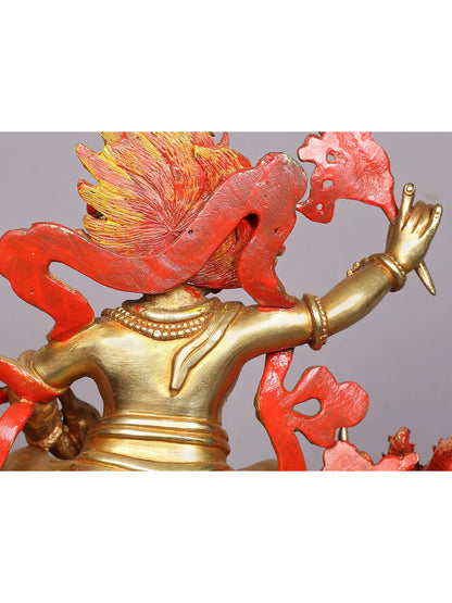 12" Dragon Kubera Copper Statue | Copper Figurines with Gold Plated