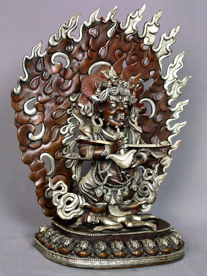 14" Safu Mahakala Idol from Nepal | Nepalese Copper Statue