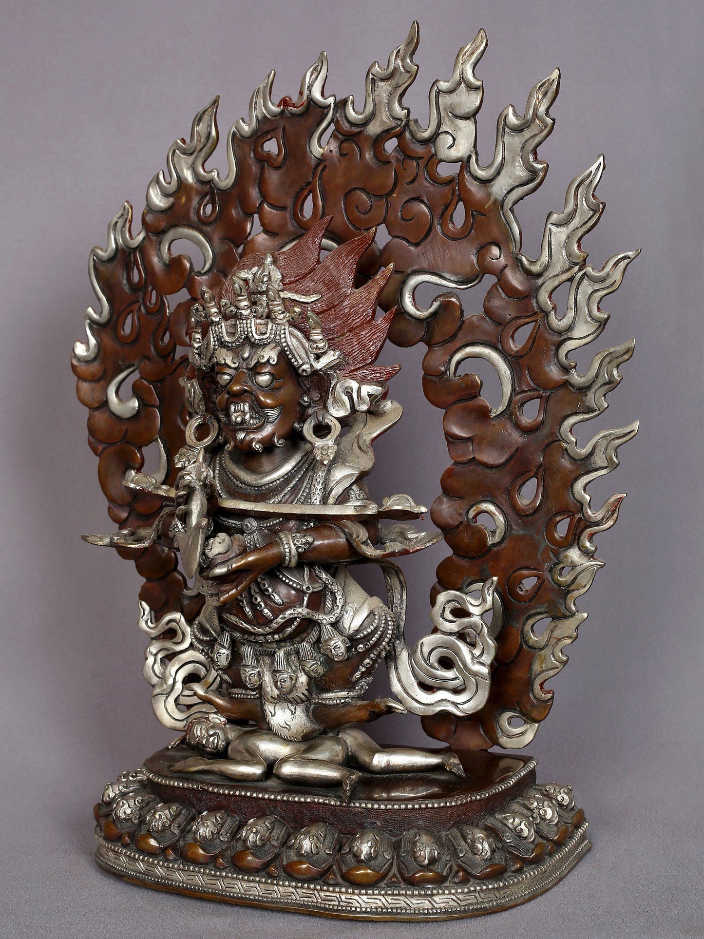 14" Safu Mahakala Idol from Nepal | Nepalese Copper Statue