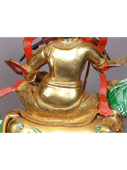 15" Singh Kubera Copper Statue from Nepal | Buddhist Deity Idols