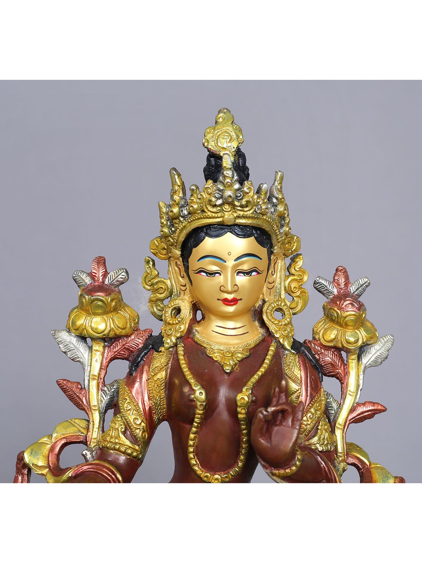 18" Chenrezig (Four Armed Avalokiteshvara) | Copper Statue from Nepal