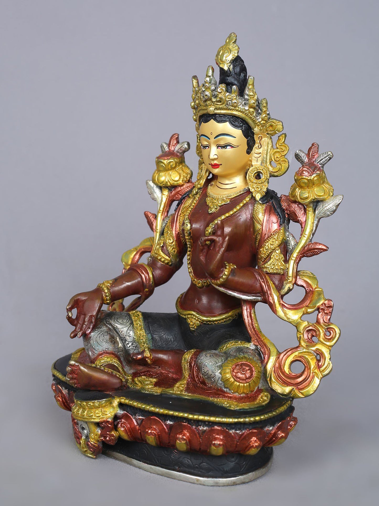 18" Chenrezig (Four Armed Avalokiteshvara) | Copper Statue from Nepal