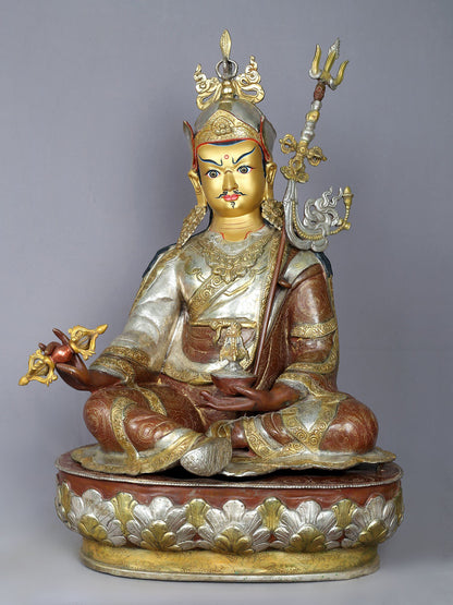 24" Guru Padmasambhava Idol | Copper Statue from Nepal