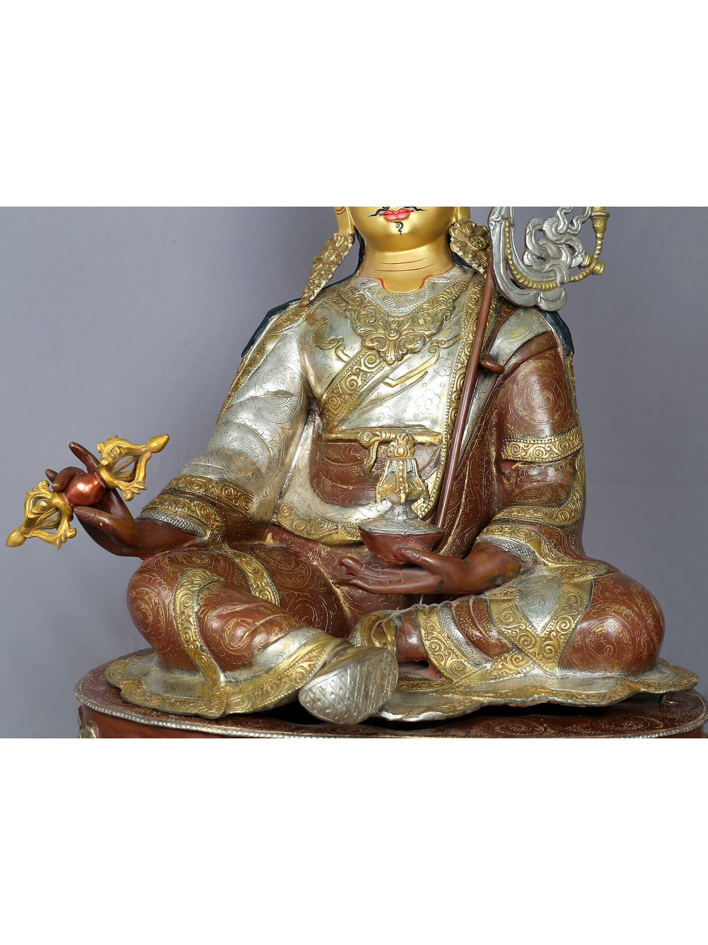 24" Guru Padmasambhava Idol | Copper Statue from Nepal