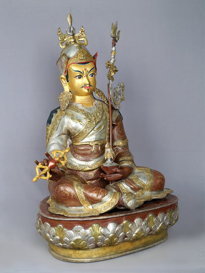 24" Guru Padmasambhava Idol | Copper Statue from Nepal