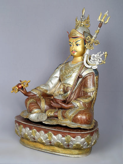 24" Guru Padmasambhava Idol | Copper Statue from Nepal