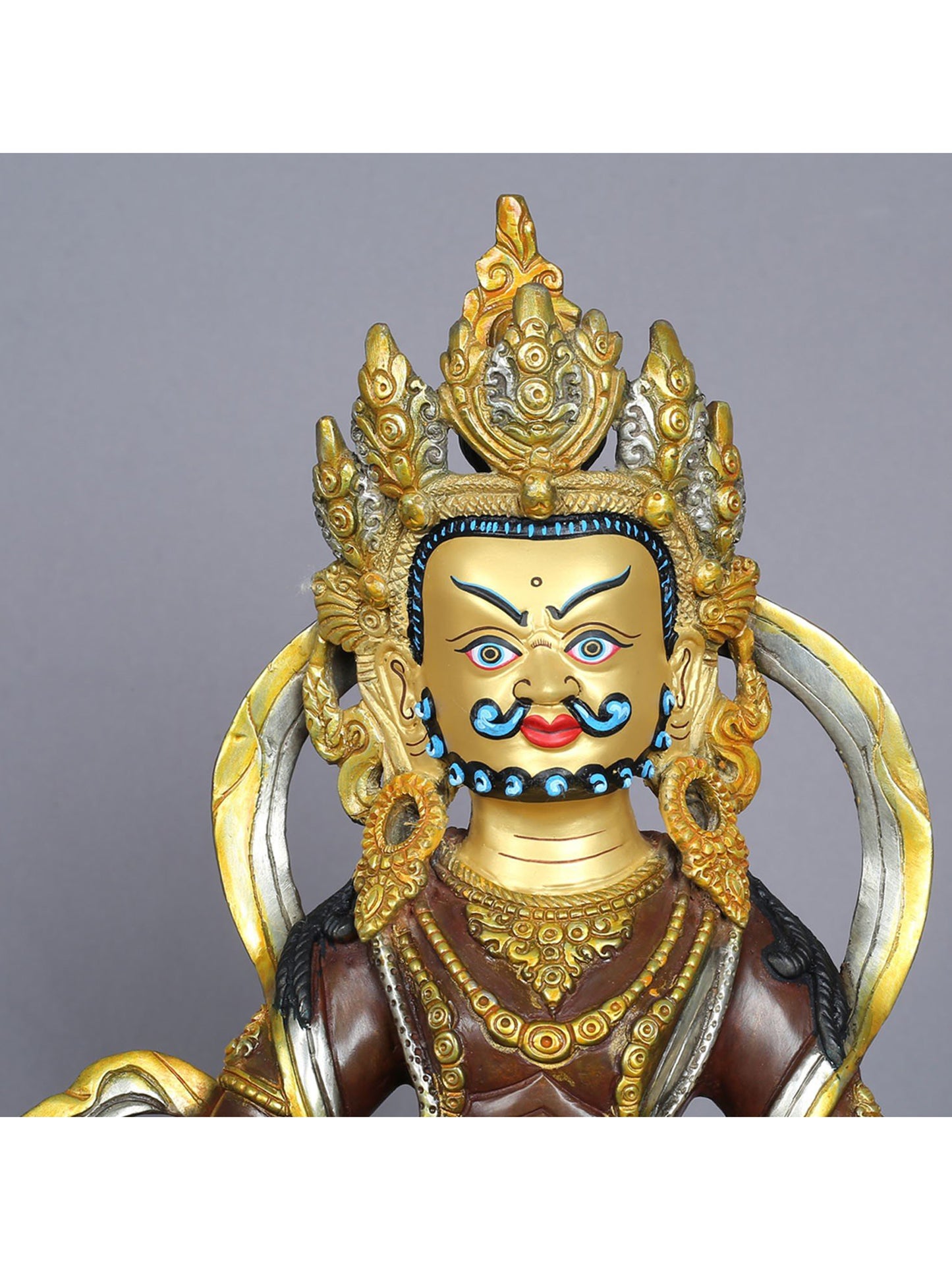 13" Lord Kubera Copper Statue from Nepal | Copper Figurines with Gold Plated