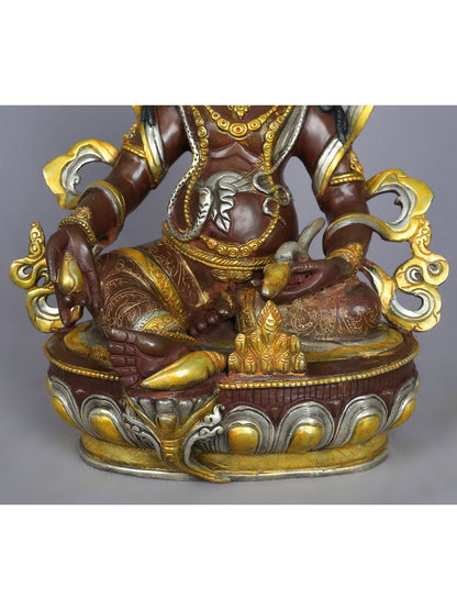 13" Lord Kubera Copper Statue from Nepal | Copper Figurines with Gold Plated