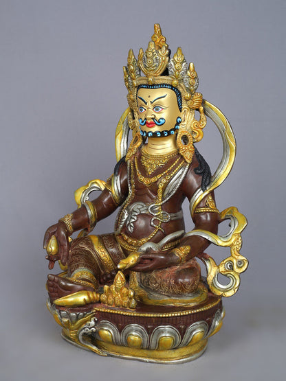 13" Lord Kubera Copper Statue from Nepal | Copper Figurines with Gold Plated