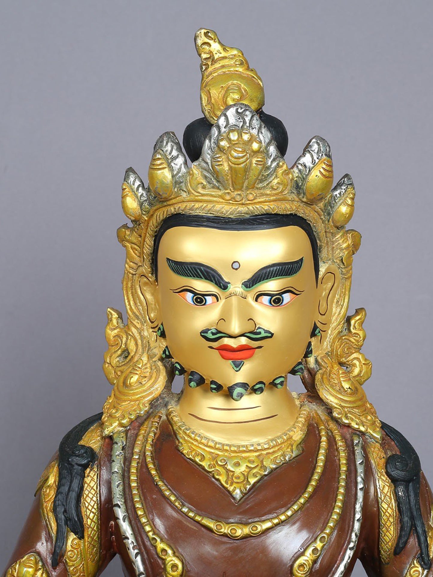 18" Lord Kubera Copper Idol | Copper With Gold Plated Sculpture