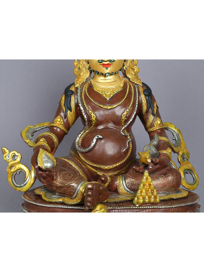 18" Lord Kubera Copper Idol | Copper With Gold Plated Sculpture