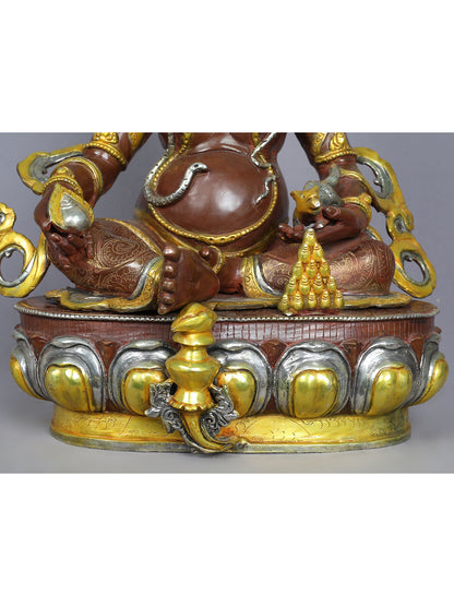 18" Lord Kubera Copper Idol | Copper With Gold Plated Sculpture