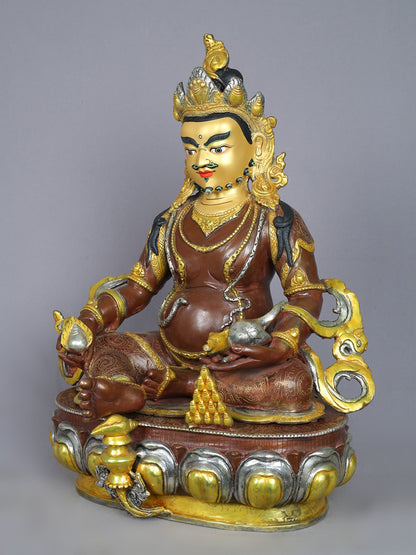 18" Lord Kubera Copper Idol | Copper With Gold Plated Sculpture