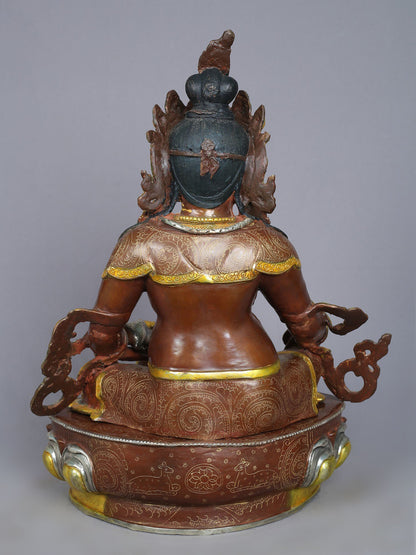 18" Lord Kubera Copper Idol | Copper With Gold Plated Sculpture