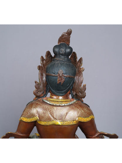 18" Lord Kubera Copper Idol | Copper With Gold Plated Sculpture