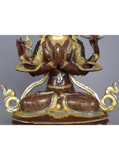 13" Four Armed Avalokiteshvara Copper Statue from Nepal