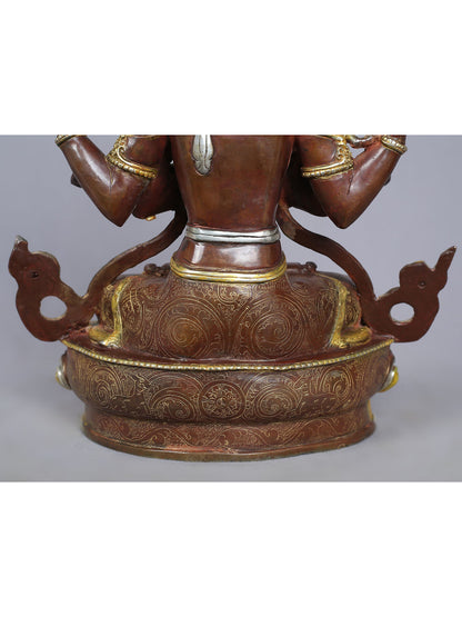 13" Four Armed Avalokiteshvara Copper Statue from Nepal