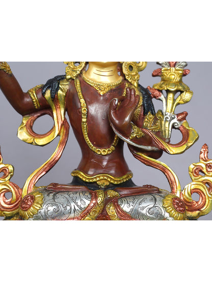 9" Manjushri Idol from Nepal | Nepalese Copper Statue