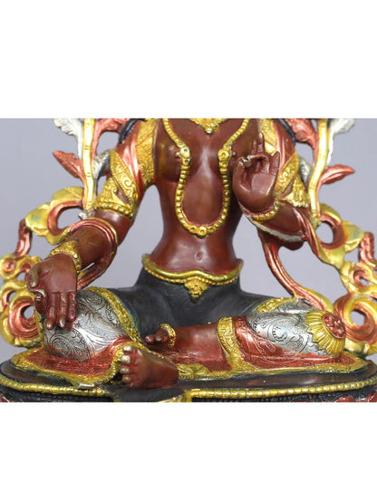 9" Tibetan Buddhist Goddess Green Tara Copper Statue from Nepal