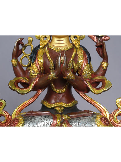 9" Chenrezig (Avalokiteshara) Idol | Nepalese Copper Statue