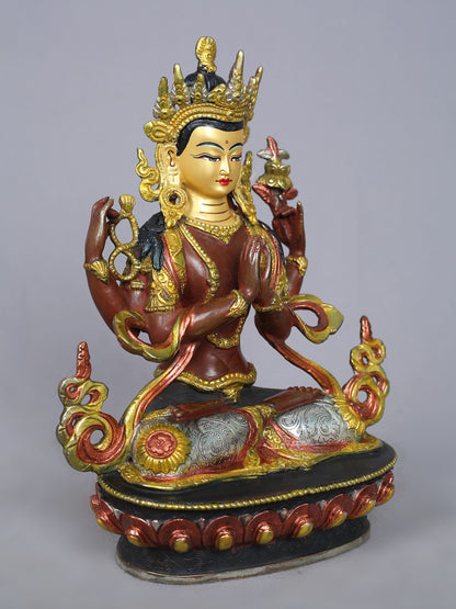 9" Chenrezig (Avalokiteshara) Idol | Nepalese Copper Statue