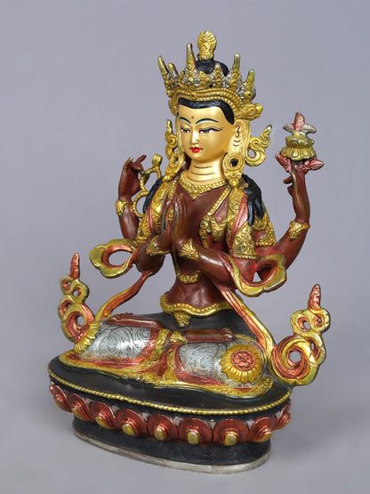 9" Chenrezig (Avalokiteshara) Idol | Nepalese Copper Statue